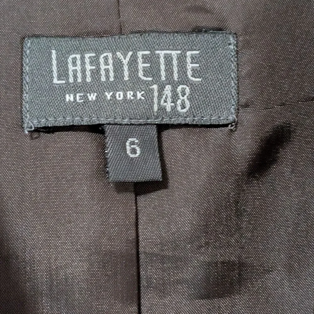 Lafayette NY 148 100% silk blazer size 6 brown lined 3 button closure